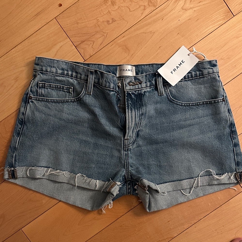 Frame Denim Women's Distressed Blue Jean Shorts